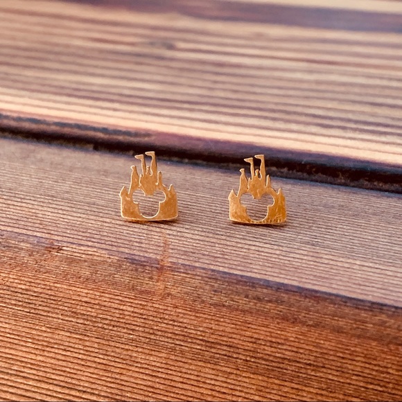 DISNEYLAND  GOLD Stainless Steel Stud Earrings with Gift Bag - Picture 5 of 6